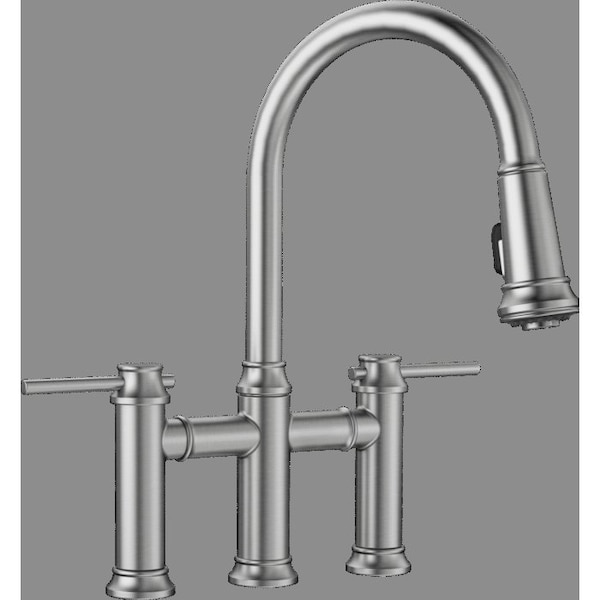 Blanco Empressa Bridge Faucet Pull Down 1.5 GPM PVD Steel 442505 Zoro